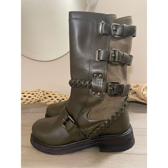 New  Free People Billie Buckle Boots Size 7 - Picture 1 of 7